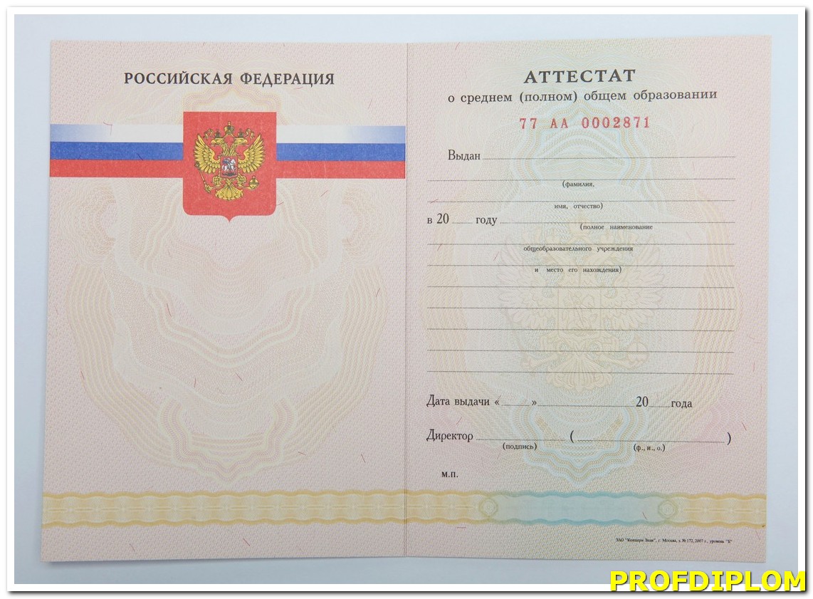 Аттестат 11 класс 2007-2009